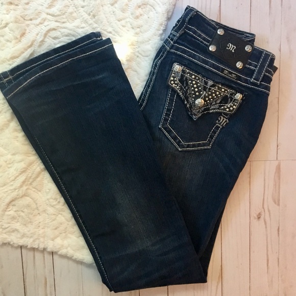 Miss Me Denim - Miss Me - Lace Studded Midrise Boot Cut Jeans
